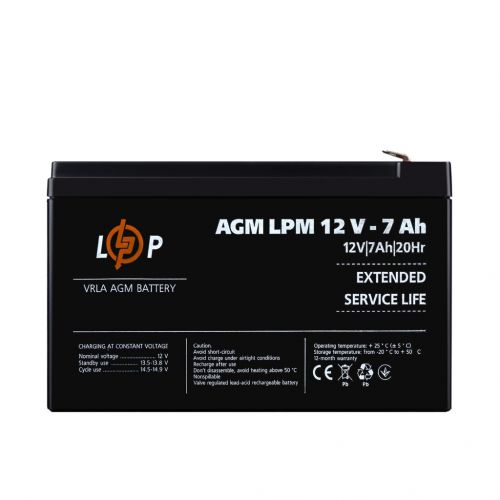 Акумуляторна батарея LogicPower LPM 12V 7Ah - фото 1