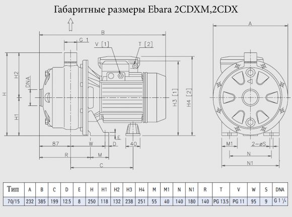 Насос поверхностный Ebara 2CDXM 70/15 - фото 2
