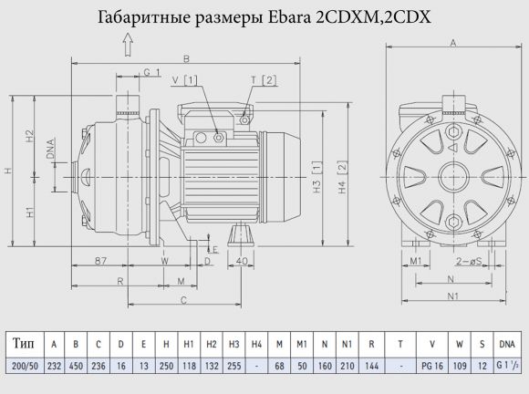 Насос поверхневий Ebara 2CDX 200/50 - фото 2