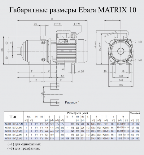 Насос поверхностный Ebara MATRIX 10-3T/1.3M - фото 2