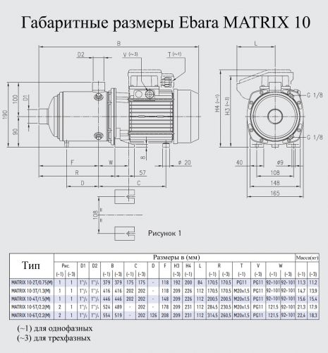 Насос поверхностный Ebara MATRIX 10-4T/1.5M - фото 2
