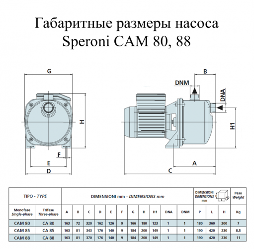 Насос поверхностный Speroni CAM 80 HL(101195470) - фото 2