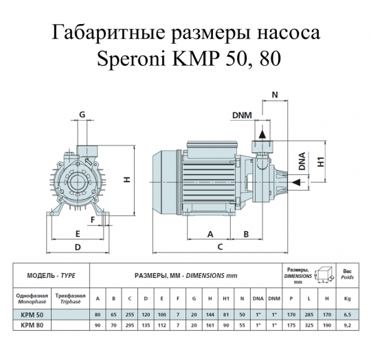 Насос поверхностный Speroni KPM 50(101020300) - фото 2