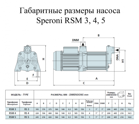 Насос поверхностный Speroni RSM 3(102190300) - фото 2