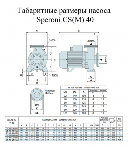 Насос поверхностный Speroni CS 40-160 B(101801290) - фото 2