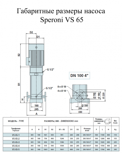 Насос поверхностный Speroni VS 65-1(102372640) - фото 2