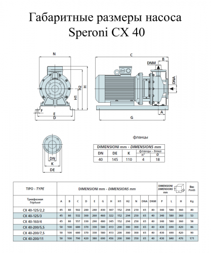 Насос поверхностный Speroni CX 40-125/2,2 - фото 2
