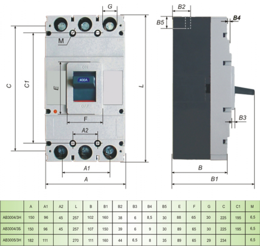 Автоматический выключатель ПРОМФАКТОР АВ3004/3 Н 400 (FMC43U0400) - фото 2