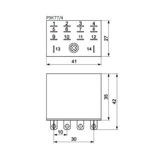 Реле промежуточное ИЭК РЭК77/4 10А АC 220В IP40 (RRP10-4-10-220A) - фото 2