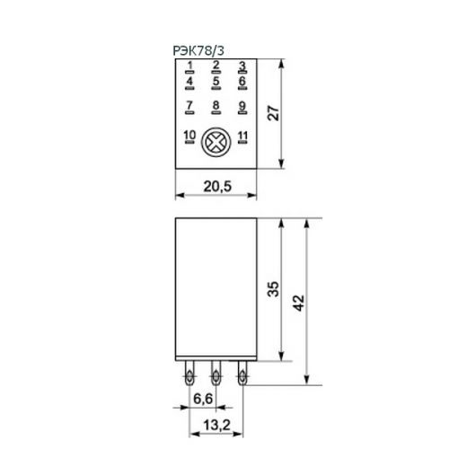 Реле промежуточное ИЭК РЭК78/3 5А АC 220В IP40 (RRP20-3-05-220A) - фото 2