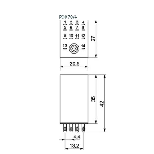 Реле промежуточное ИЭК РЭК78/4 3А АC 24В IP40 (RRP20-4-03-024A) - фото 2