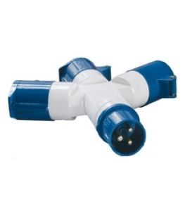 Адаптер трехлучевой ИЭК TS1013 16A 250B 2P+PE (PAS31-016-3) - фото 1