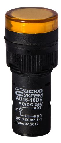 Светодиодная матрица АсКо AD16-16DS желтая 24В АC/DC (A0140030055) - фото 1