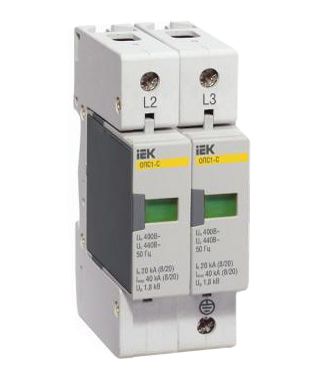Ограничитель импульсных перенапряжений ИЭК ОПС1-C 2Р In=20kA 400B Im=40kA (MOP20-2-C) - фото 1