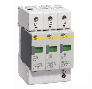 Разрядник ИЭК ОПС1-C 3Р In=20kA 400B Im=40kA (MOP20-3-C) - фото 1