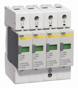 Обмежувач перенапруг ІЕК ОПС1-C 4Р In = 20kA 400B Im = 40kA - фото 1