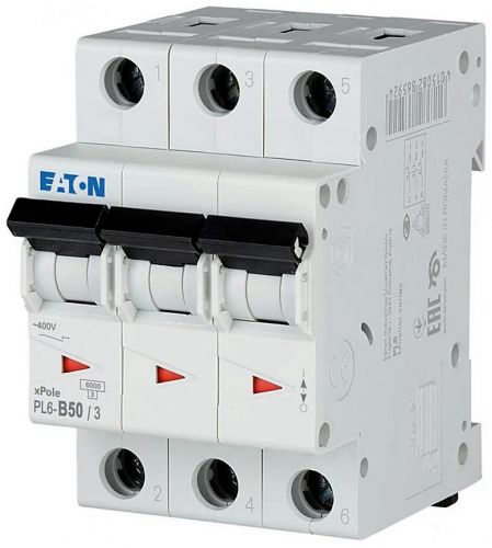 Автоматический выключатель Eaton (Moeller) PL6-B50/3 (286594) - фото 1