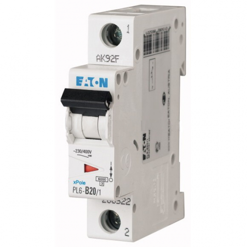 Автоматичний вимикач Eaton (Moeller) PL6-C20 / 1 (286534) - фото 1