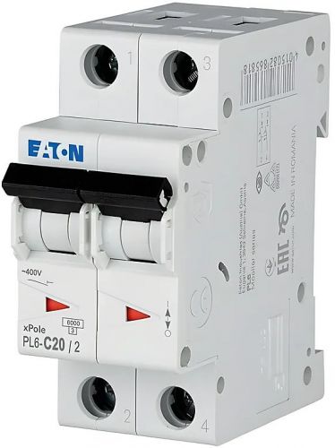 Автоматический выключатель Eaton (Moeller) PL6-C20/2 (286568) - фото 1