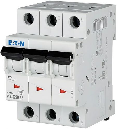 Автоматический выключатель Eaton (Moeller) PL6-C50/3 (286606) - фото 1