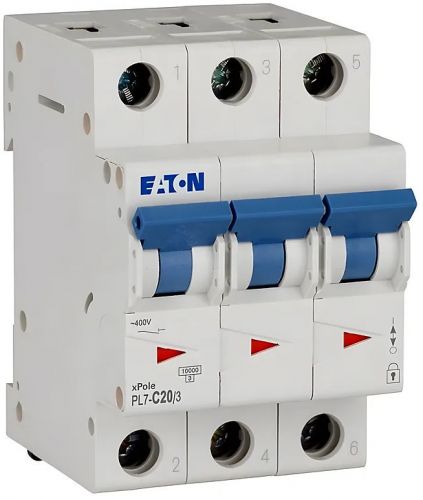 Автоматический выключатель Eaton (Moeller) PL7-C20/3 (263410) - фото 1