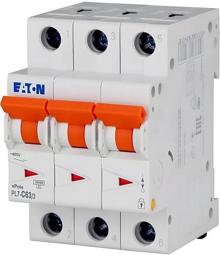 Автоматический выключатель Eaton (Moeller) PL7-C63/3 (263415) - фото 1