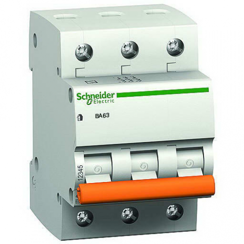 Автоматический выключатель Schneider Electric ВА63 3P 63A хар-ка C 4,5кА (11229)  домовой - фото 1