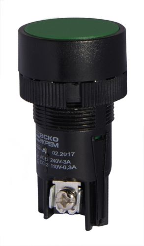 Кнопка &quot;Старт&quot; АсКо XB2-EA135 потайна без фіксації 1р+1з зелена (A0140010036) - фото 1