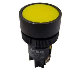 Кнопка "Старт" АсКо XB2-EA155 потайная без фиксации 1р+1з желтая