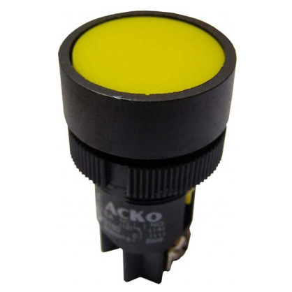 Кнопка &quot;Старт&quot; АсКо XB2-EA155 потайная без фиксации 1р+1з желтая - фото 1