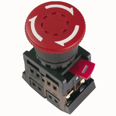 Кнопка ИЭК AE22 с фиксацией красный D22мм 240В 1з+1р (BBG10-AE-K04) - фото 1