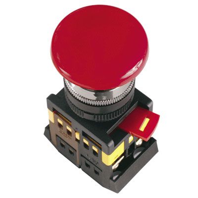 Кнопка ИЭК AEAL-22 с фиксацией красный D22мм 240В 1з+1р (BBG60-AEAL-K04) - фото 1