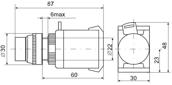 Кнопка ІЕК ABLFP-22 жовтий D22мм неон 240В 1з 1р - фото 2