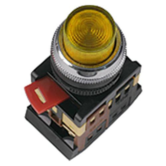Кнопка ИЭК ABLFP-22 желтый D22мм неон 240В 1з+1р (BBT20-ABLFP-K05) - фото 1