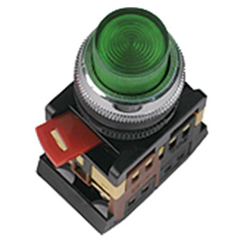 Кнопка ИЭК ABLFP-22 зеленый D22мм неон 240В 1з+1р (BBT20-ABLFP-K06) - фото 1
