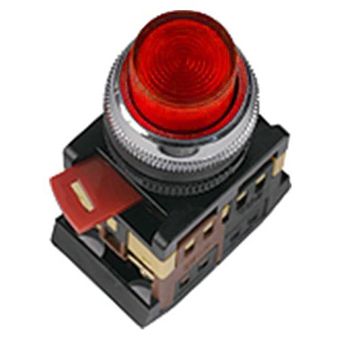 Кнопка ИЭК ABLFP-22 красный D22мм неон 240В 1з+1р (BBT20-ABLFP-K04) - фото 1