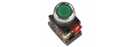 Кнопка ИЭК ABLFS-22 зеленый D22мм неон 240В 1з+1р (BBT30-ABLFS-K06) - фото 1
