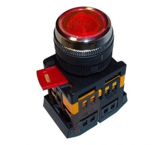 Кнопка ИЭК ABLFS-22 красный D22мм неон 240В 1з+1р (BBT30-ABLFS-K04)