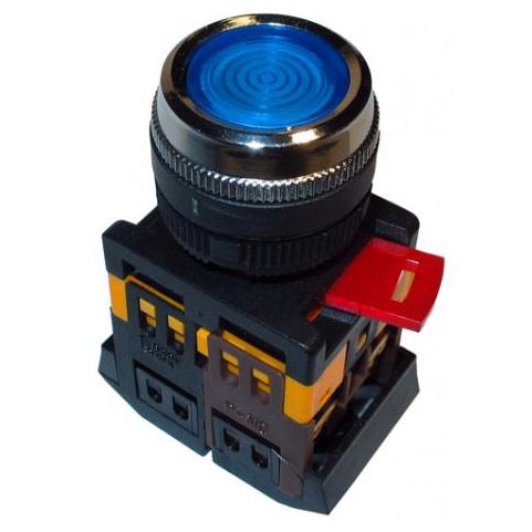 Кнопка ИЭК ABLFS-22 синий D22мм неон 240В 1з+1р (BBT30-ABLFS-K07) - фото 1