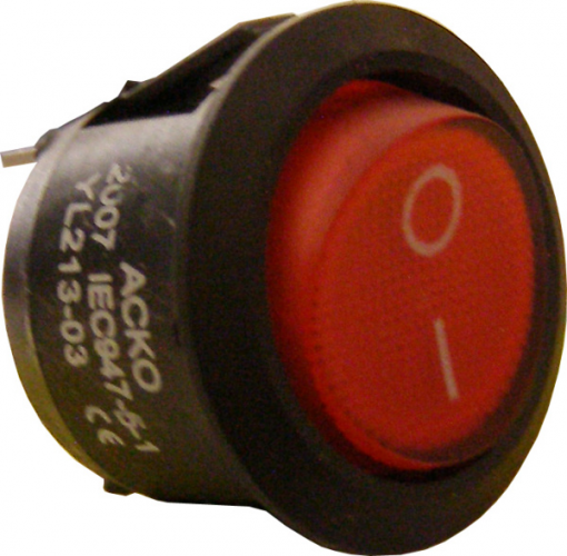 Переключатель АсКо YL213-03 красный круглый с подсветкой - фото 1