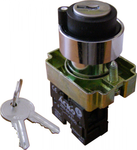 Кнопка поворотная с ключом АсКо XB2-BG03 1р+1з (A0140010008) - фото 1