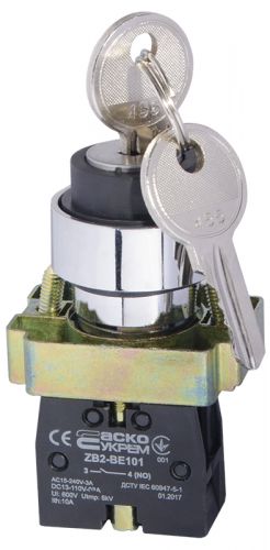 Кнопка поворотная с ключом АсКо XB2-BG21 1р (A0140010009) - фото 3