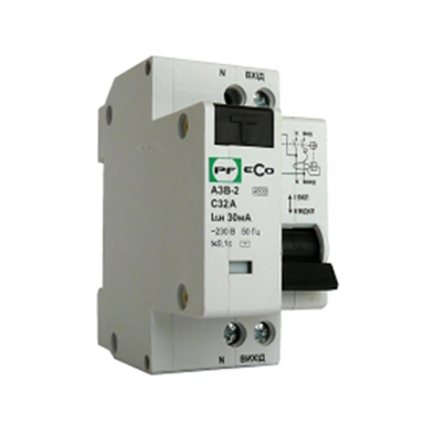 Автоматичний вимикач захисного відключення ПРОМФАКТОР АЗВ-2 1P N C32A / 0,03 ECO - фото 1