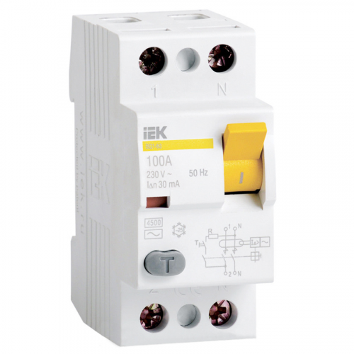 Диференціальний вимикач ІЕК ВД1-63 2Р 16 / 0,03А 3кА - фото 1