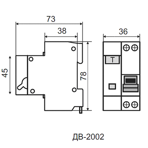 Дифференциальный выключатель Аско ДВ-2002  6А 30мА (A0030010003) - фото 2