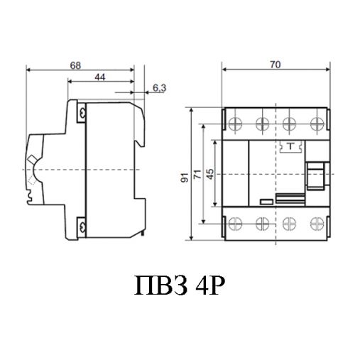 Устройство защитного отключения АсКо УкрЕМ ПЗВ-2001 4р/80А/300мА - фото 2