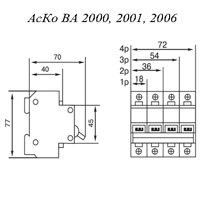 Автоматический выключатель Аско УкрЕМ ВА-2000 1p 3А - фото 2