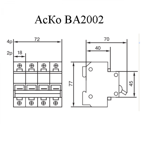 Автоматичний вимикач Аско УкрЕМ ВА-2002 2p (1 N) 63А - фото 2