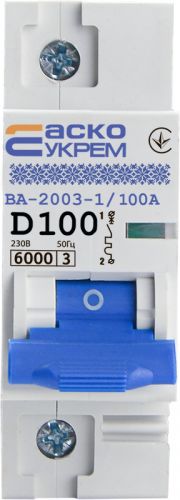 Автоматический выключатель Аско УкрЕМ ВА-2003 1p 100А (A0010030009) - фото 1