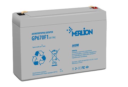 Аккумуляторная батарея MERLION AGM GP670F1 6 V 7Ah (6001) - фото 1